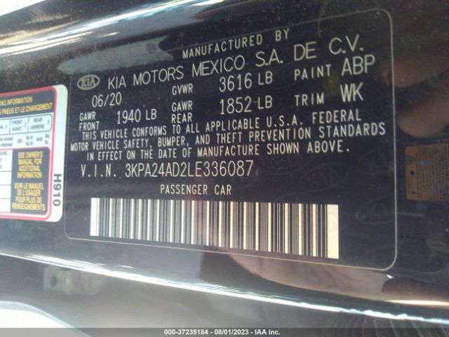 3KPA24AD2LE336087 KIA RIO LX