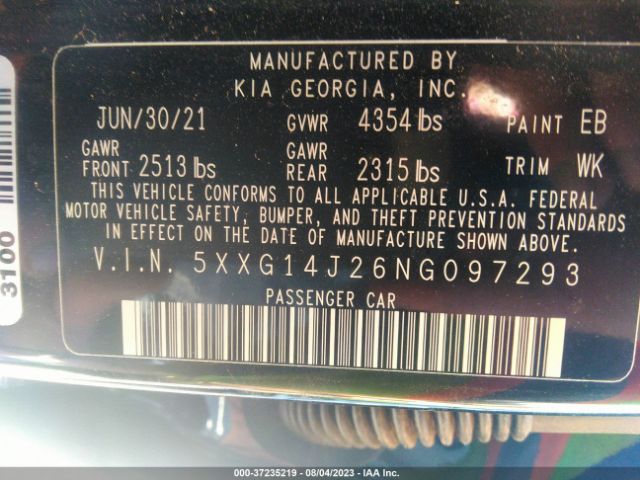 5XXG14J26NG097293 KIA K5 LXS