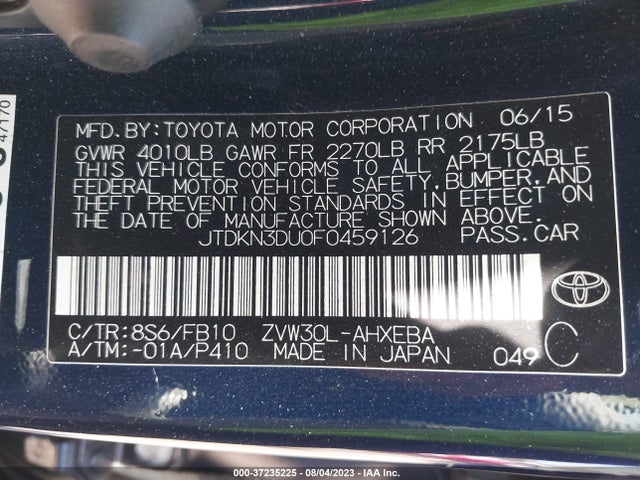Toyota Prius Four 2015 JTDKN3DU0F0459126 Image 16