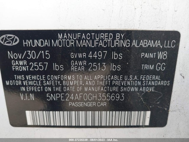 Hyundai SONATA SE 2016 5NPE24AF0GH355693 Image 9