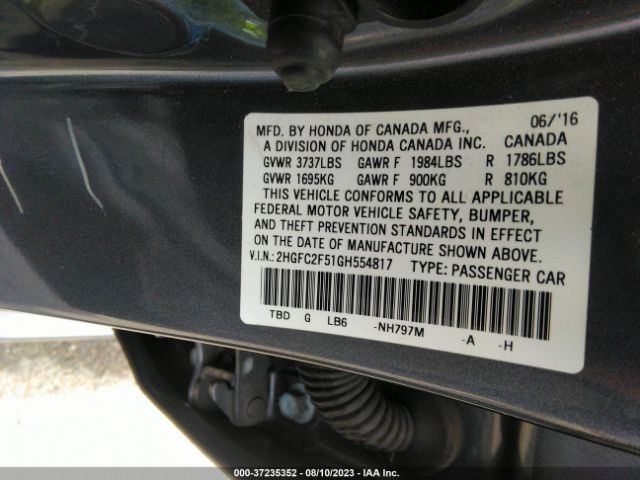 2HGFC2F51GH554817 Honda Civic Sedan Lx