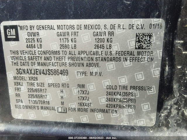 Chevrolet EQUINOX LT 2018 3GNAXJEV4JS586469 Image 9