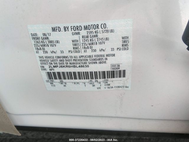 2LMPJ8KR6HBL48630 Lincoln Mkx Select