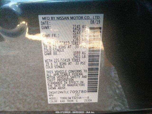 5N1AT2MV7LC709780 Nissan Rogue Sl