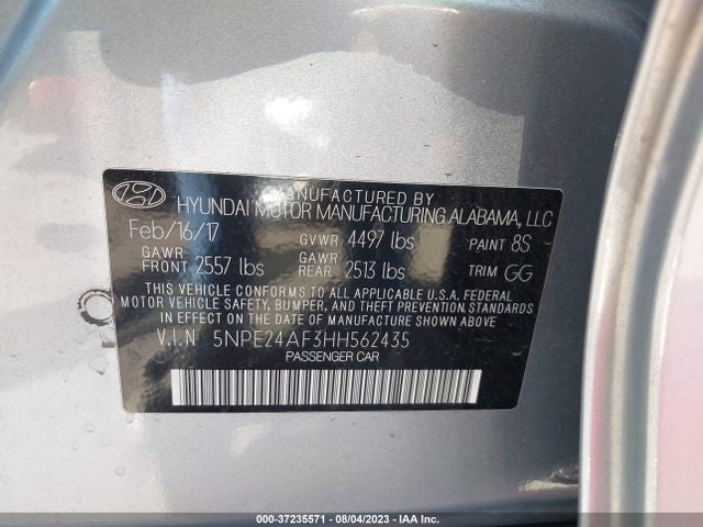 Hyundai Sonata 2.4l 2017 5NPE24AF3HH562435 Image 15