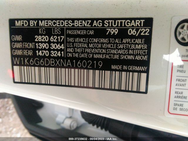 W1K6G6DBXNA160219 Mercedes-Benz S-class S 500
