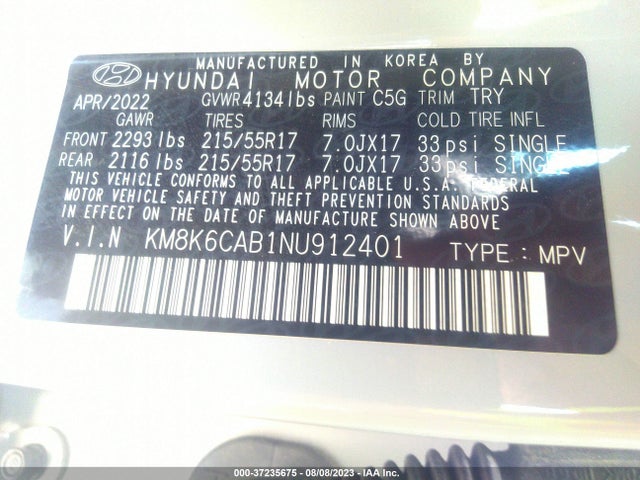 Hyundai Kona Sel 2022 KM8K6CAB1NU912401 Image 9