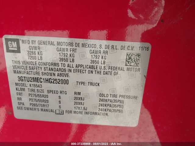 3GTU2MEC1HG252000 GMC Sierra 1500 Sle