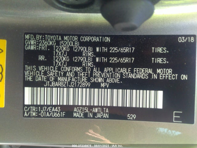 2018 Lexus NX, VIN: JTJBARBZ1J2172899