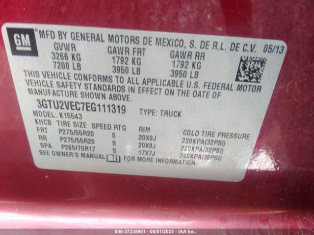 3GTU2VEC7EG111319 GMC Sierra 1500 Slt