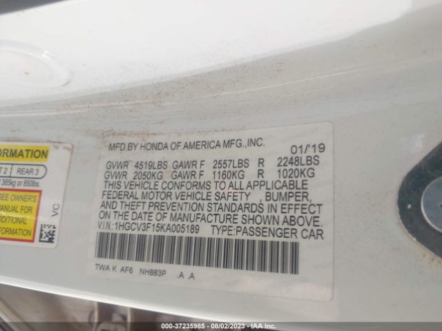 1HGCV3F15KA005189 Honda ACCORD HYBRID