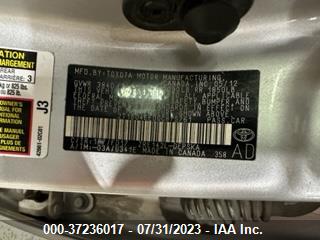 2012 TOYOTA COROLLA L/LE/S VIN: 2T1BU4EE0CC875761