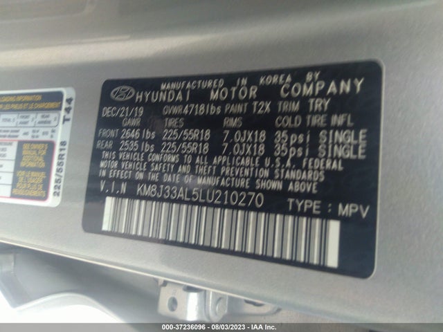 Hyundai Tucson Ultimate 2020 KM8J33AL5LU210270 Image 9