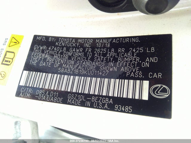 58ABZ1B19KU011427 Lexus Es Es 350