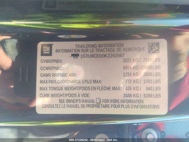 1GTU9CED0KZ262667 GMC Sierra 1500 Elevation