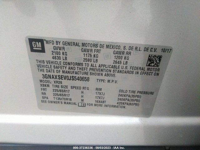 Chevrolet EQUINOX LT 2018 3GNAXSEV0JS540658 Image 9