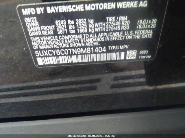 5UXCY6C07N9M81404 BMW X6 Xdrive40i