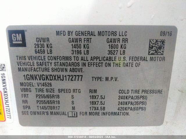 Chevrolet Traverse Lt 2017 1GNKVGKDXHJ172777 Image 15
