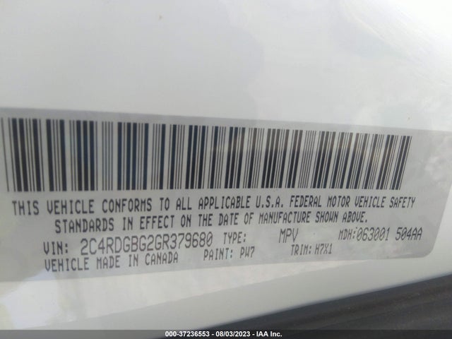 Dodge Grand Caravan Se 2016 2C4RDGBG2GR379680 Image 9