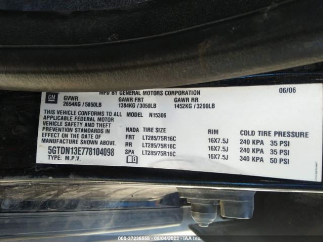 2007 HUMMER H3 5GTDN13E778104098 Photo 8