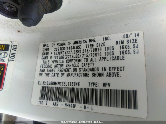 Honda CR-V LX 2014 5J6RM4H30EL116946 Image 9