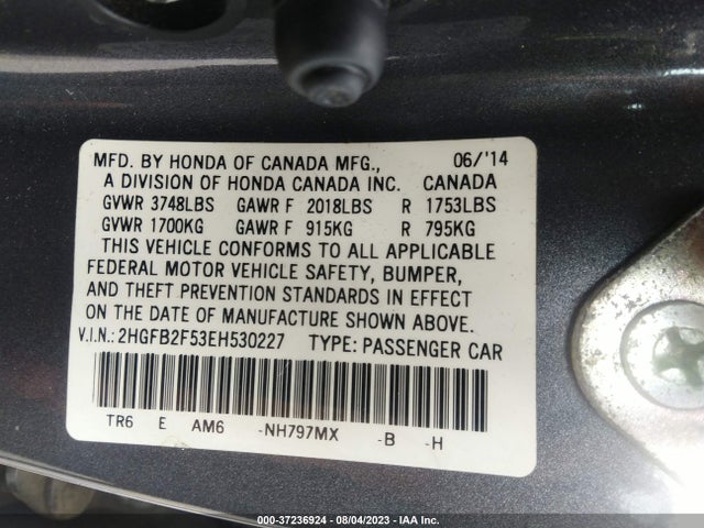 Honda Civic Sedan Lx 2014 2HGFB2F53EH530227 Image 9