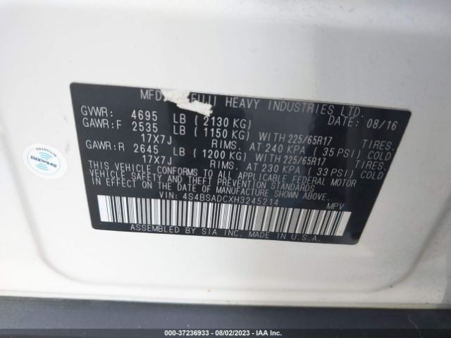 4S4BSADCXH3245214 Subaru Outback Premium