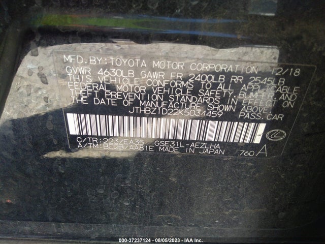 JTHBZ1D22K5034459 Lexus Is Is 350