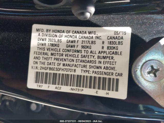 2HGFB6E50FH707018 Honda Civic Sedan Si
