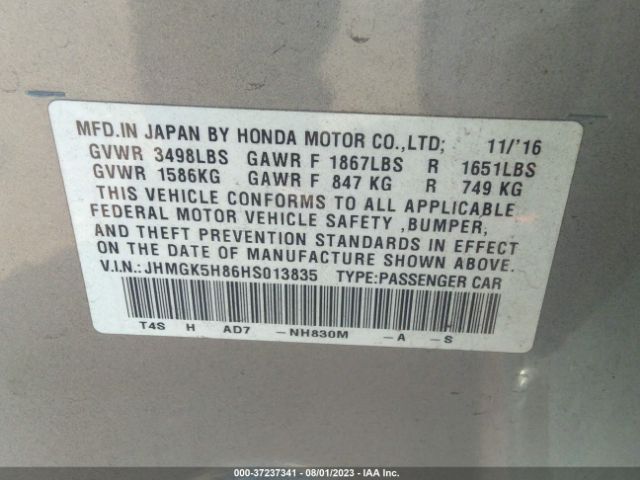 JHMGK5H86HS013835 Honda Fit Ex-l