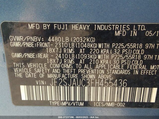 JF2SJAUC3FH455436 Subaru Forester 2.5i Touring