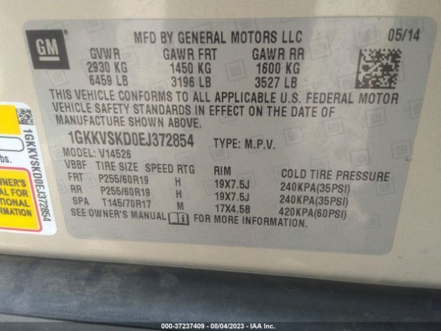 1GKKVSKD0EJ372854 GMC ACADIA SLT