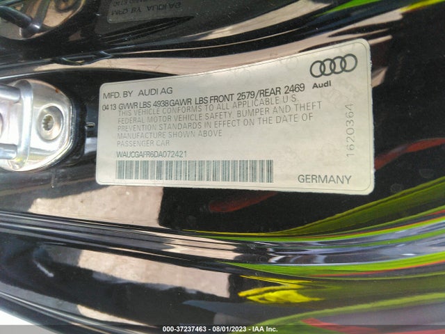 2013 AUDI S5 PREMIUM PLUS VIN: WAUCGAFR6DA072421