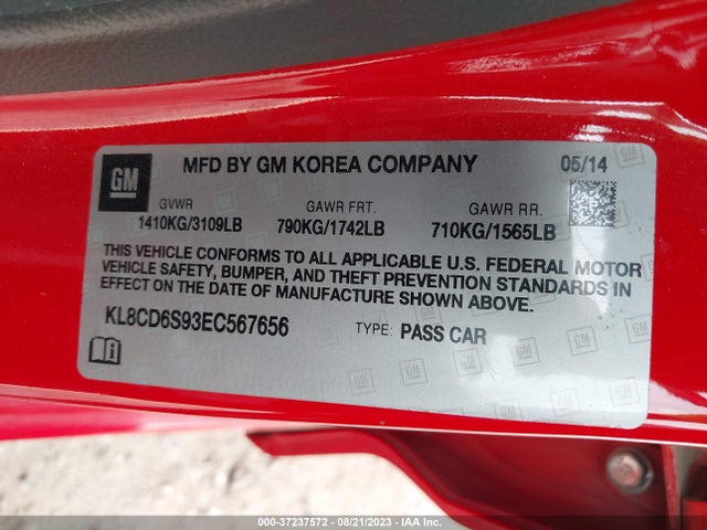 Chevrolet Spark Lt 2014 KL8CD6S93EC567656 Image 9