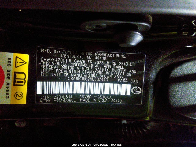 2017 Lexus ES, VIN: 58ABK1GG2HU037443