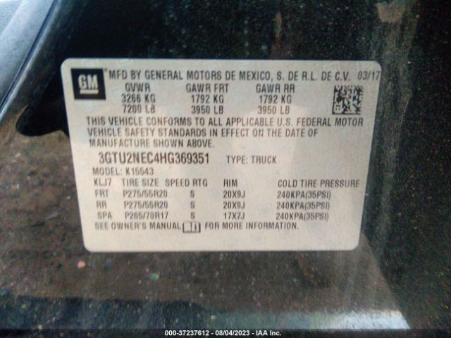 3GTU2NEC4HG369351 GMC Sierra 1500 Slt