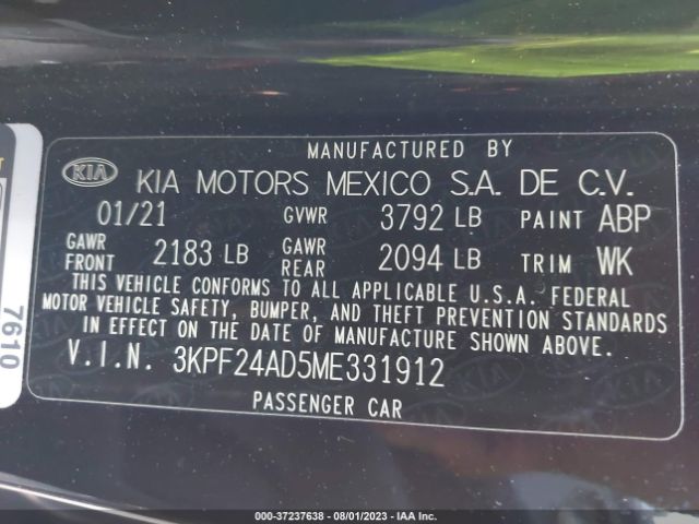 3KPF24AD5ME331912 KIA Forte Lxs