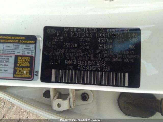 KNAGU4LE1H5010808 KIA Optima Hybrid Ex