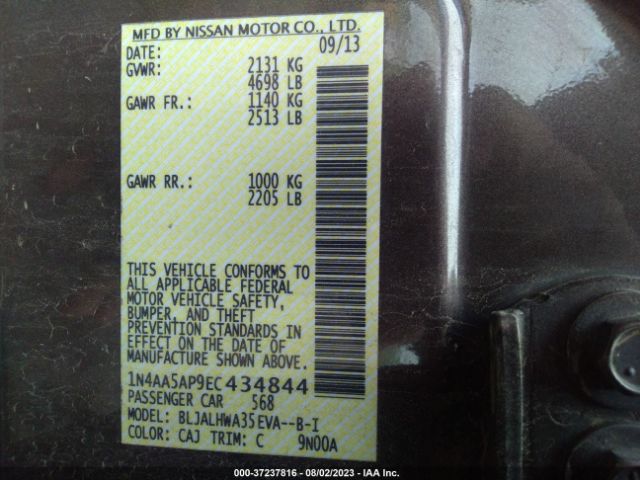 1N4AA5AP9EC434844 Nissan Maxima 3.5 Sv W/premium Pkg