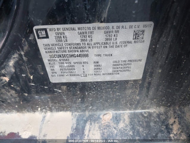 Chevrolet Silverado 1500 Ltz 2017 3GCUKSEC9HG445998 Image 15