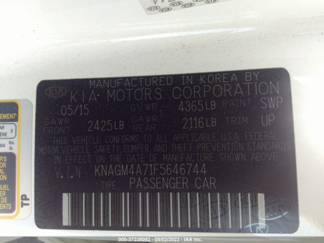 KNAGM4A71F5646744 KIA Optima Lx