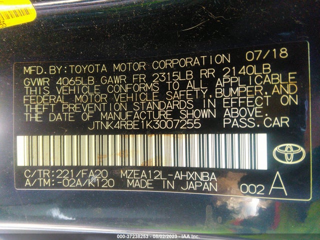 Toyota Corolla Hatchback Se 2019 JTNK4RBE1K3007255 Image 9