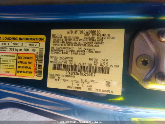 1FA6P8AM6H5250417 Ford Mustang V6