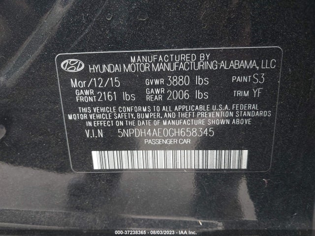 Hyundai ELANTRA SE 2016 5NPDH4AE0GH658345 Image 14