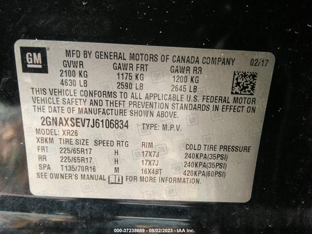 Chevrolet EQUINOX LT 2018 2GNAXSEV7J6106834 Image 9