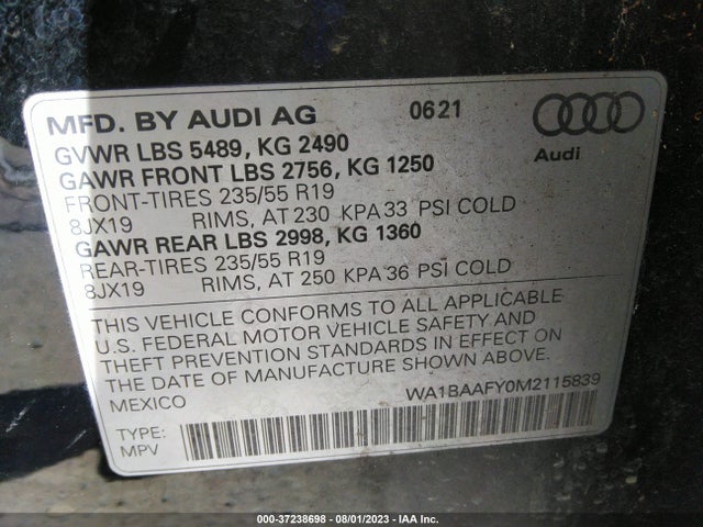 WA1BAAFY0M2115839 Audi Q5 Premium Plus