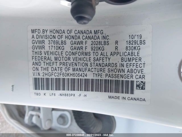 Honda Civic Sedan Lx 2019 2HGFC2F60KH606424 Image 15