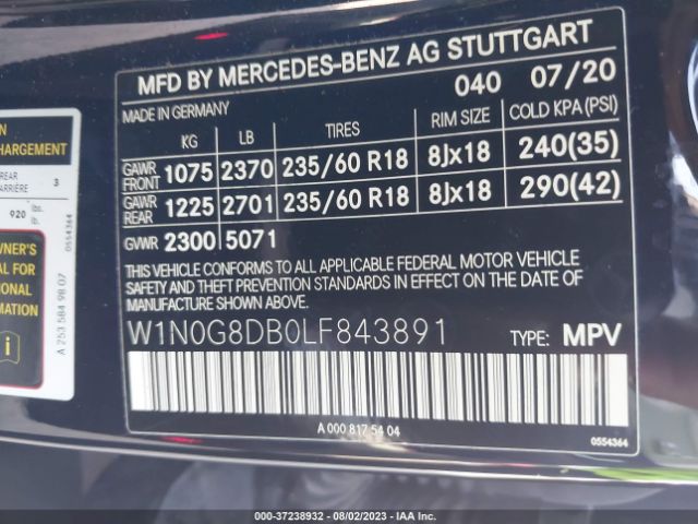 W1N0G8DB0LF843891 Mercedes-Benz Glc Glc 300