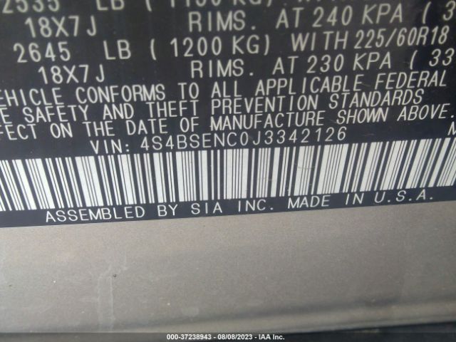 4S4BSENC0J3342126 Subaru Outback Limited