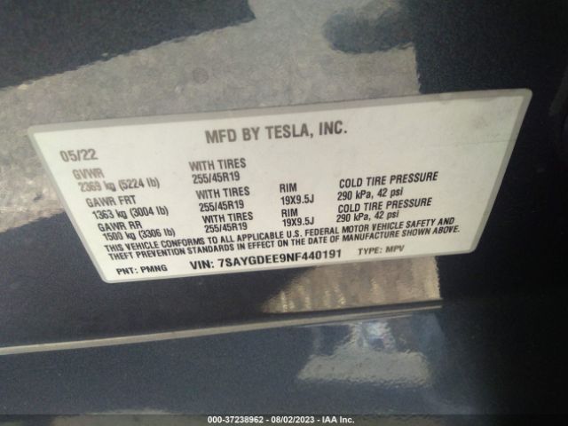 7SAYGDEE9NF440191 Tesla Model Y Long Range